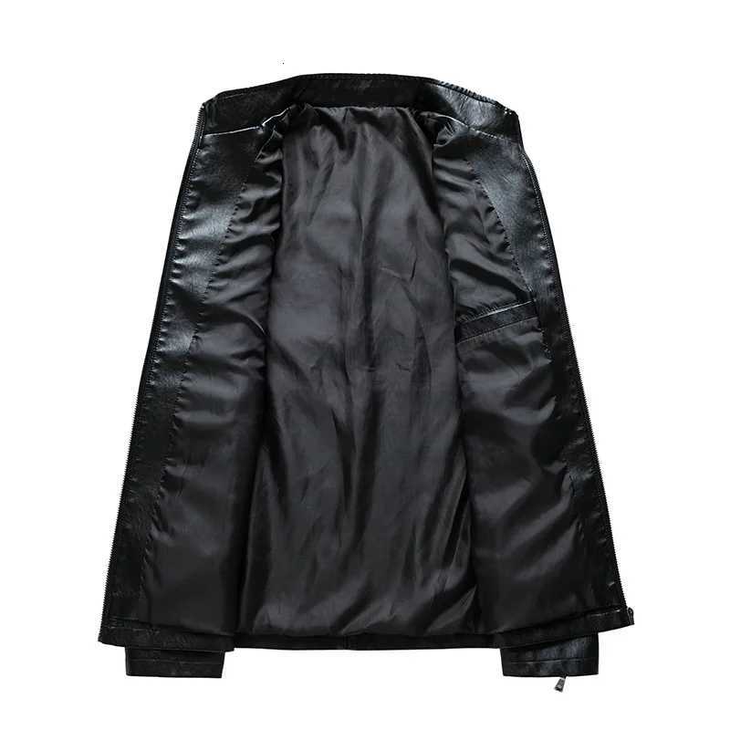 2025 new autumn Korean version standup collar PU mens leather jacket fashion leather jacket locomotive trend large size mensT251029