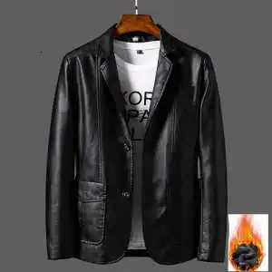 Mens Business Casual Middleaged Young People Fashionable Slim Leather Jacket Autumn Awinter Plus VelvetT251029