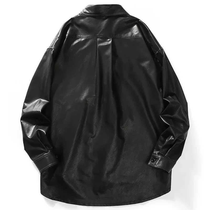 SingleBreasted Leather Clothing Men Winter New Men Fashion Faux Leather Shirt Coat Large Pocket Casual AllMatching JacketT251029