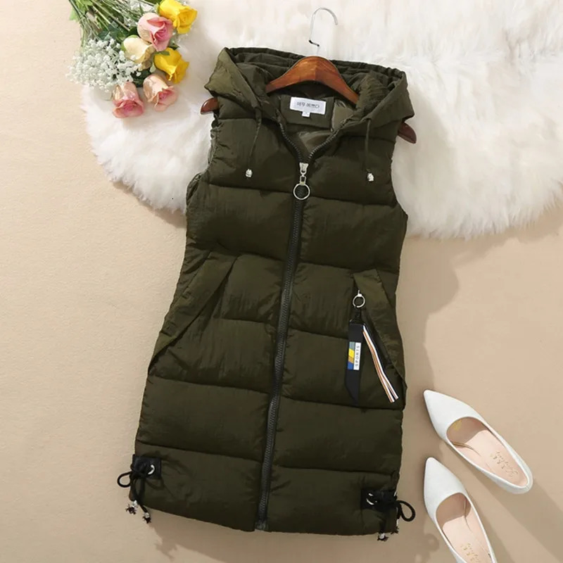 UHYTGF 3XL Loose Size Vest Women Down Jacket Winter Outewear Sleeveless Vest Female Autumn Down Cotton Hooded Warm Waistcoat 890 251029