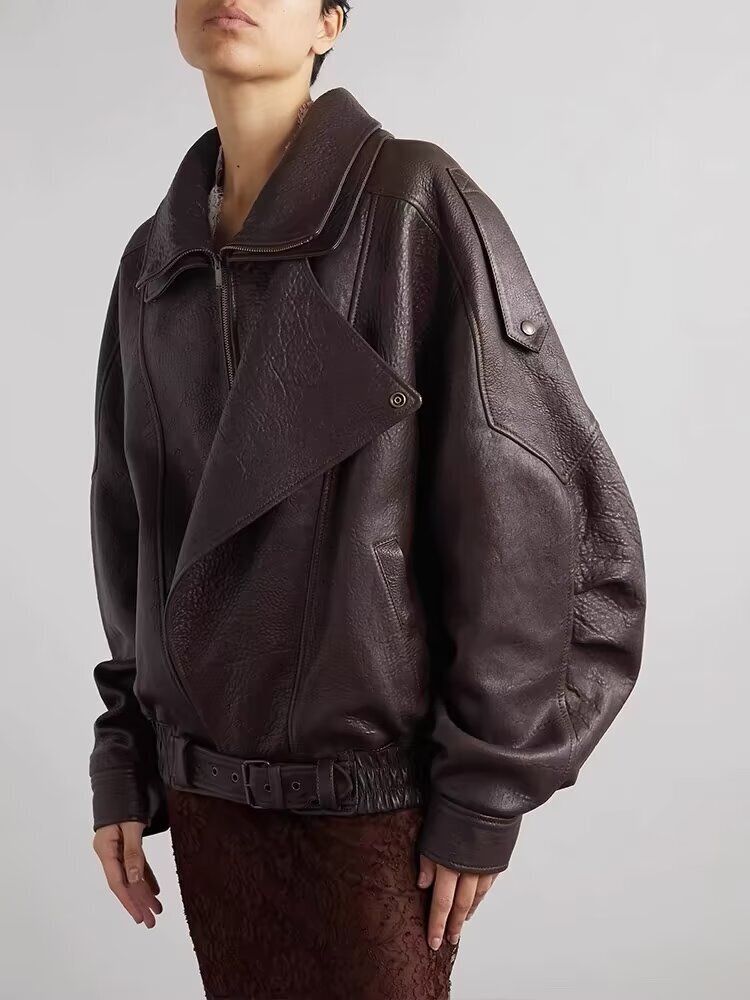 Long Sleeve Designer Jacket American High Street Melard Style Vintage Craft Leather Jacket Street High-end Leather Coat For Men And Women