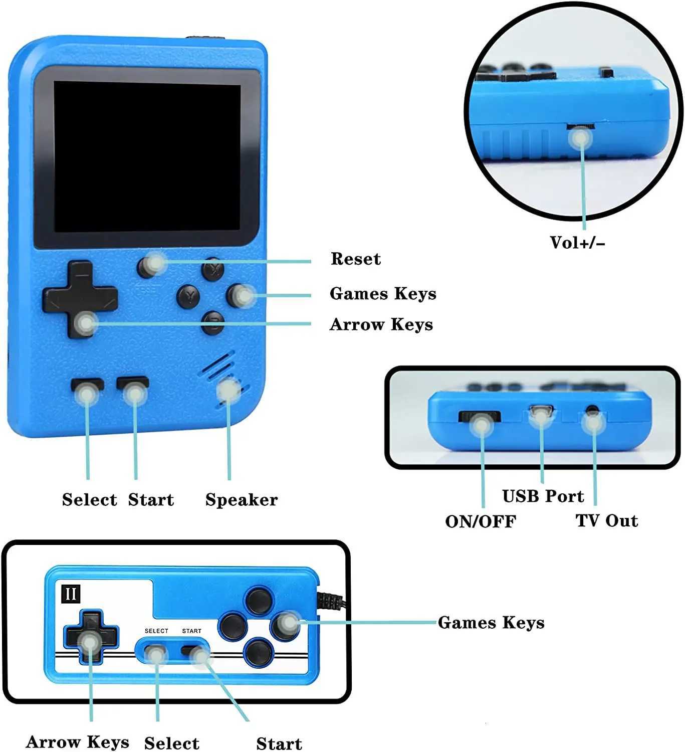 Mini Retro Handheld Game Console Builtin 400 FC Games with Portable Case 30 Inch LCD Sn Video Game Player Kids Boys Gift C251029