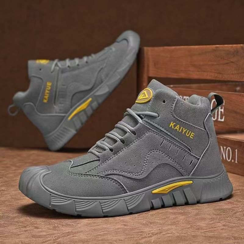 Designer shoes mens casual shoes luxury dark sports shoes gray brown mid top high top ankle shoes