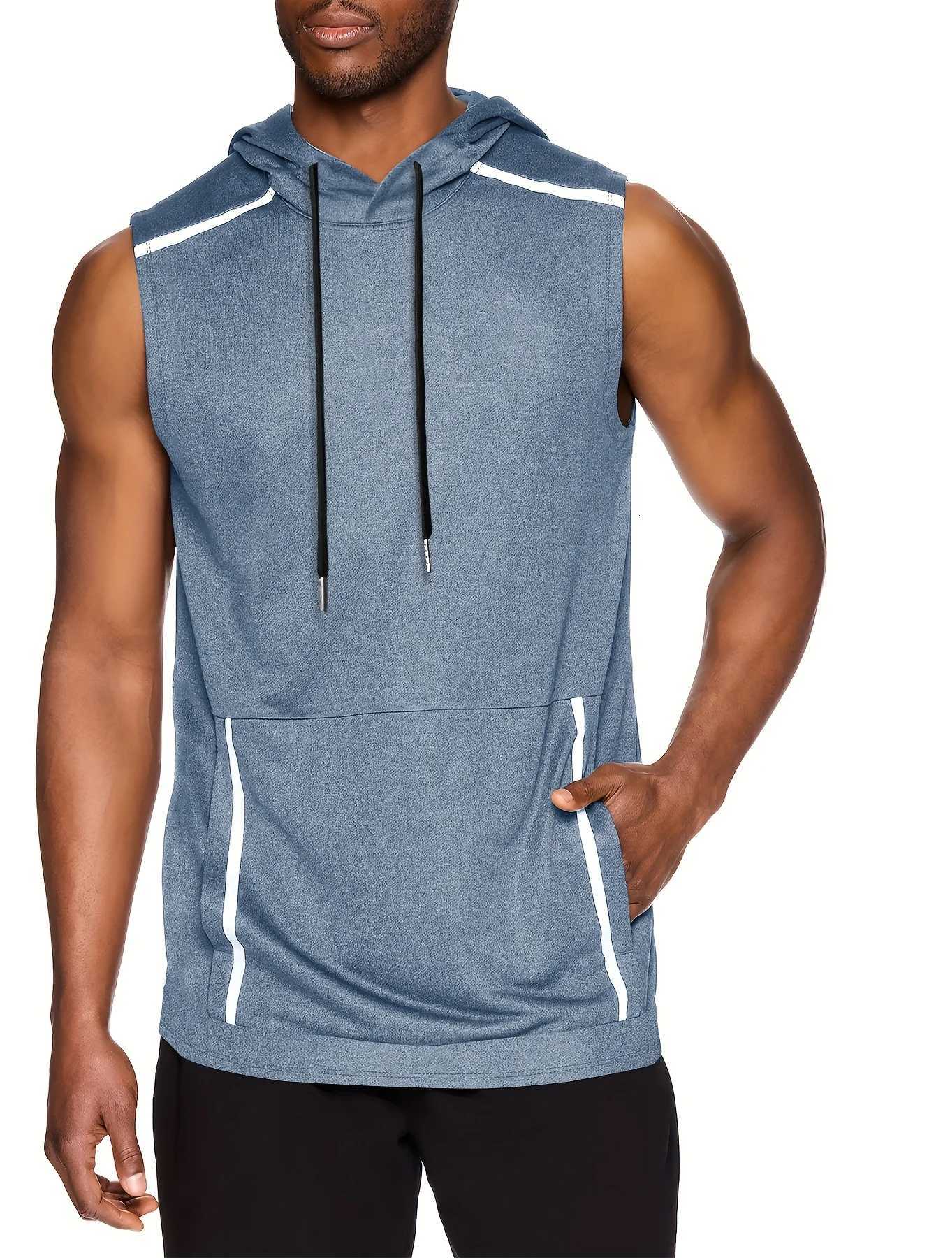 Hooded vest mens sports summer hoodie basketball jacket shoulder vest thin sleeveless top W251029