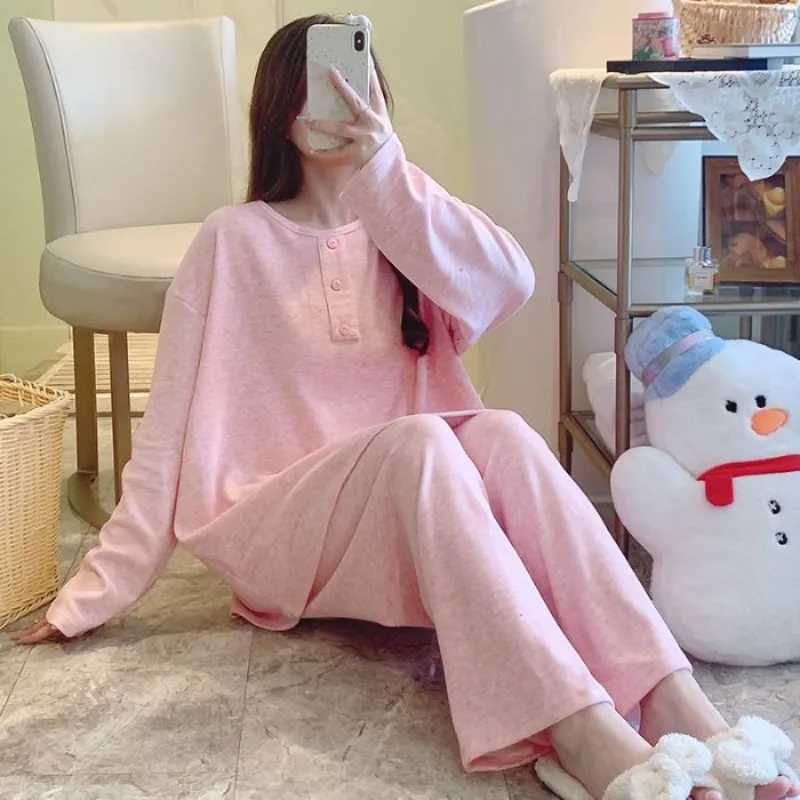 Autumn Winter Cashmere Pajamas Set Curvy Womens Extra Large Size LongSleeve Loose Sleepwear Casual Warm Loungewear HomesuitT251029