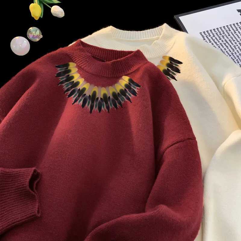 Mens Oversized Sweaters Autumn White Knitted Sweater Fashion Print 5XL Casual Wear for Man Knit Pulloves Men Clothes J251029