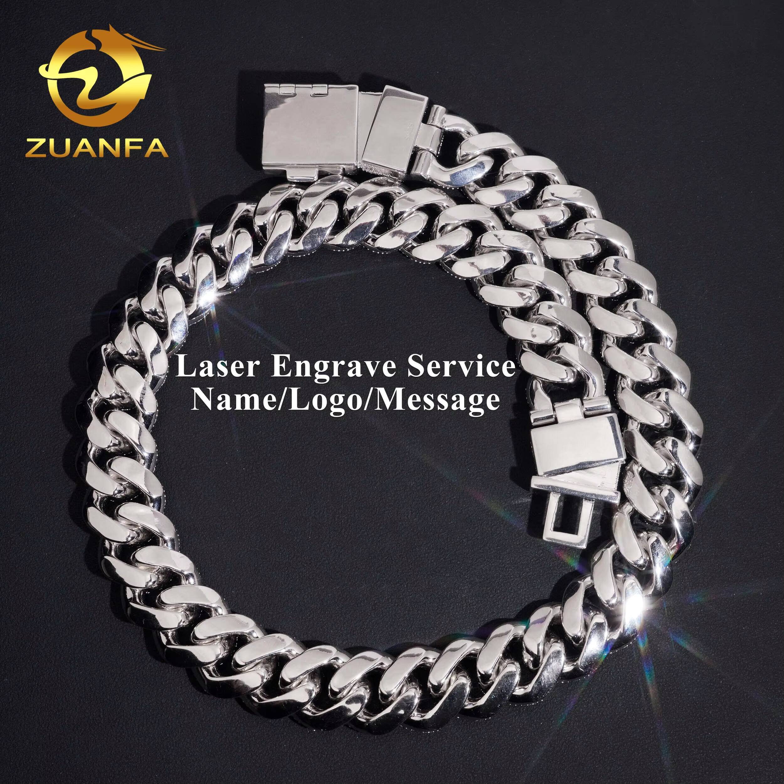 New Trend Mosaic Setting 22mm Moissanite Cuban Chain GRA Certified Pass Diamond Tester 925 Silver Cuban Link Chain Necklace