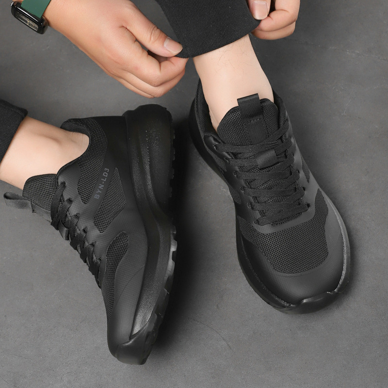 Free Shipping Men Shoes Black Running Shoes Breathable Mesh Casual Sneakers
