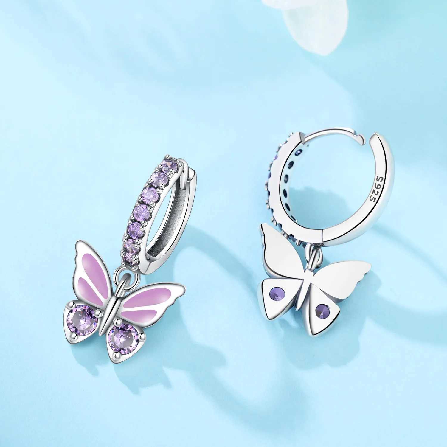 925 Sterling Silver Inlaid Zircon Butterfly Earrings Insect Element Design Womens Fashion Party Jewelry Gift Ear LoopsW251029