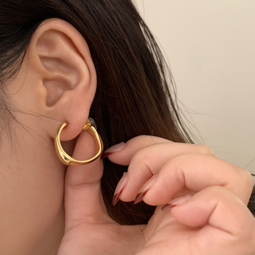 Luxury earrings 18K gold plated C-shaped minimalist earrings high-end personality light luxury s925 silver earrings for women free shipping birthday g