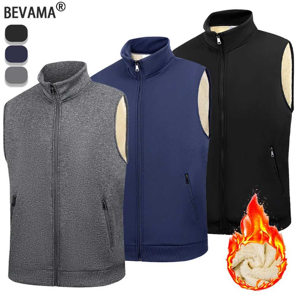 Autumn and Winter Men Warm Vest Jacket Outdoor Thickened Solid Color Sleeveless Coats Standing Collar Zipper Athletic Vest Tops W251029