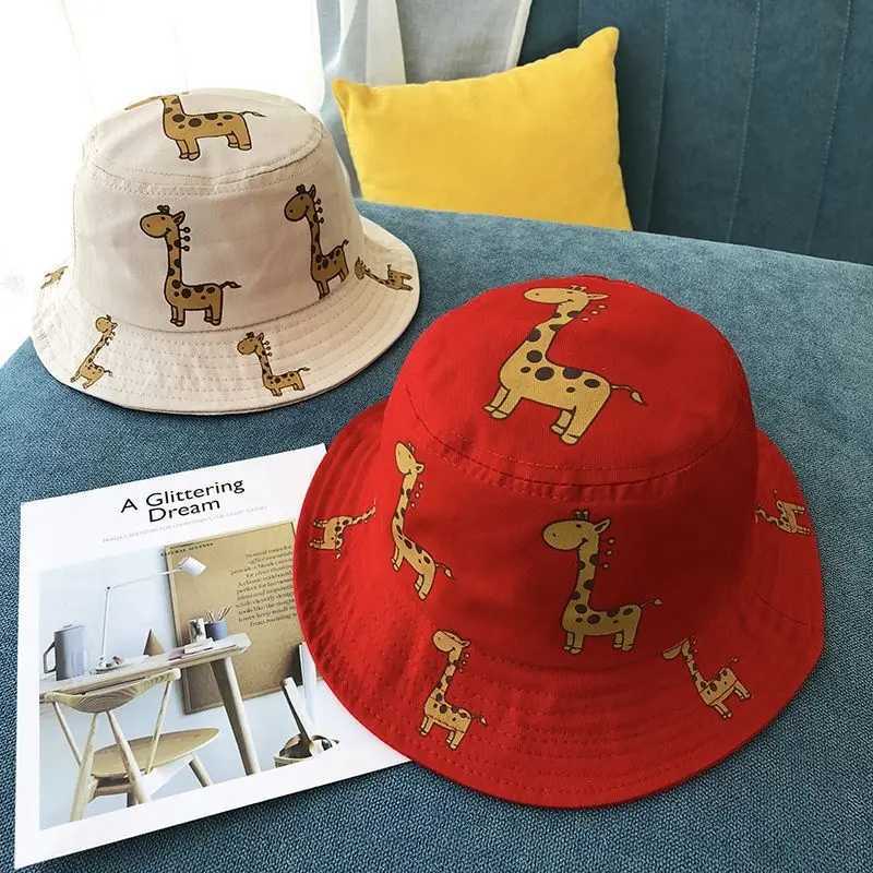 Summer Children Panama Hat Autumn Cartoon giraffe Girls Sun Hat Boys Outdoor Beach Hat Bucket Camping Fishing Cap 5M to 2Y251028