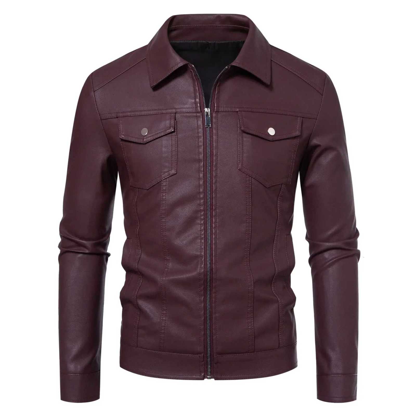 Pop Mens Leather New Spring And Autumn Korean Version Slimfit Trend Motorcycle Jacket Mens Leather JacketT251029