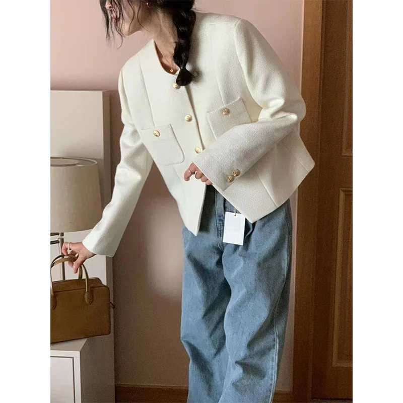 MEXZT Elegant Cropped Tweed Jacket Women Fashion Black Long Sleeve Coats Fall Winter Korean Single Breasted Short Outerwears New1 Y251105