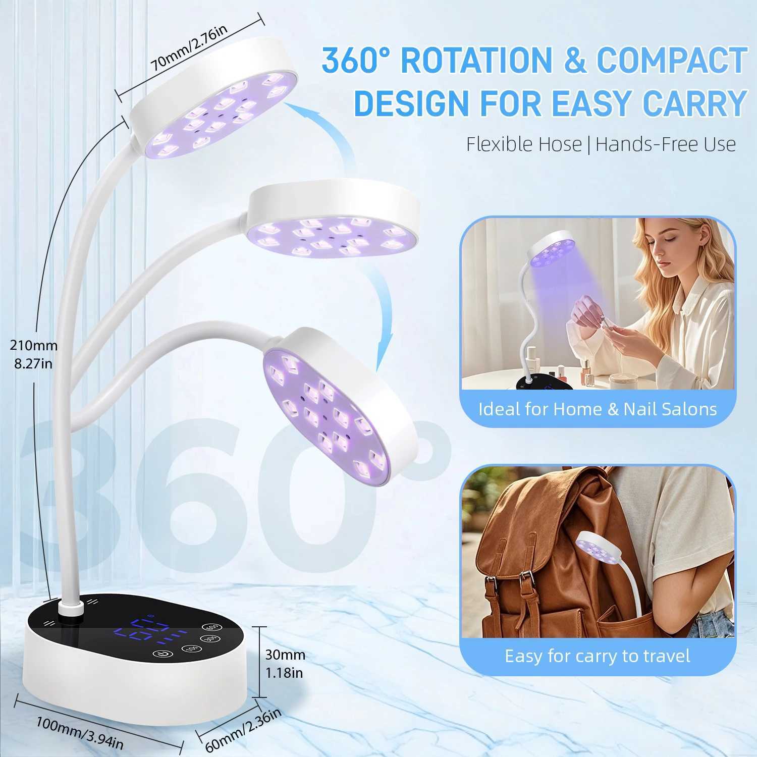 Professional Nail Lamp LED UV Nail Dryer Auto Sensing Touch Control Fast Drying Nail Light 360 Bendable Table Lamp For Salon J251115