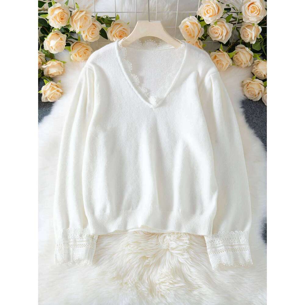 Miyouj New Women's Fashionable Clothing Sweater Autumn Winter V-Neck Short Tops Sexy Slim Fit 2025 Solid Color Knitted Sweaters