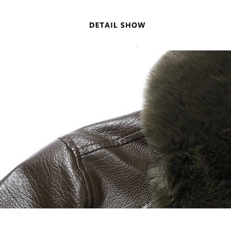 Mens Autumn Winter Fleece Lined PU Leather Jacket Retro Fashion Classic Coat with Removable Collar DecorationT251029