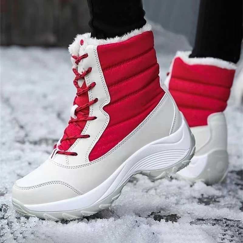 Women Boots Waterproof Heels Boots For Winter 2023 Tren Platform Ankle Boots Keep Warm Snow Shoes Plush Outdoor Short Boots Z251029