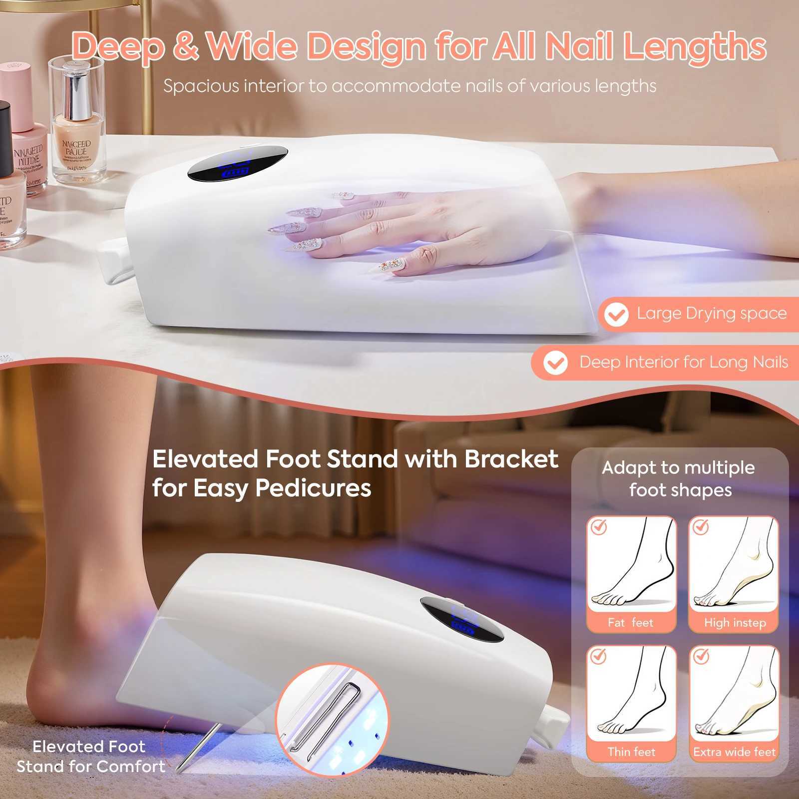 Cordless Rechargeable Nail Lamp with Handle 4 Timers Low Heat Mode Large Space UVLED Gel Dryer 2500mAh J251115