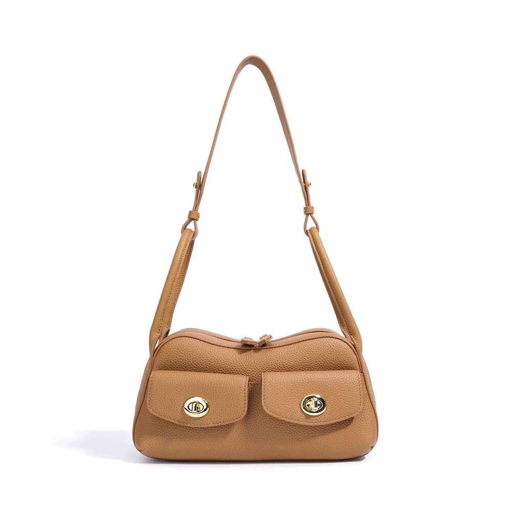 Top Layer Cowhide Women's Saddle New Niche Design High-End Vintage Handbag Fashionable Simple Underarm Shoulder Bag Suotong1029