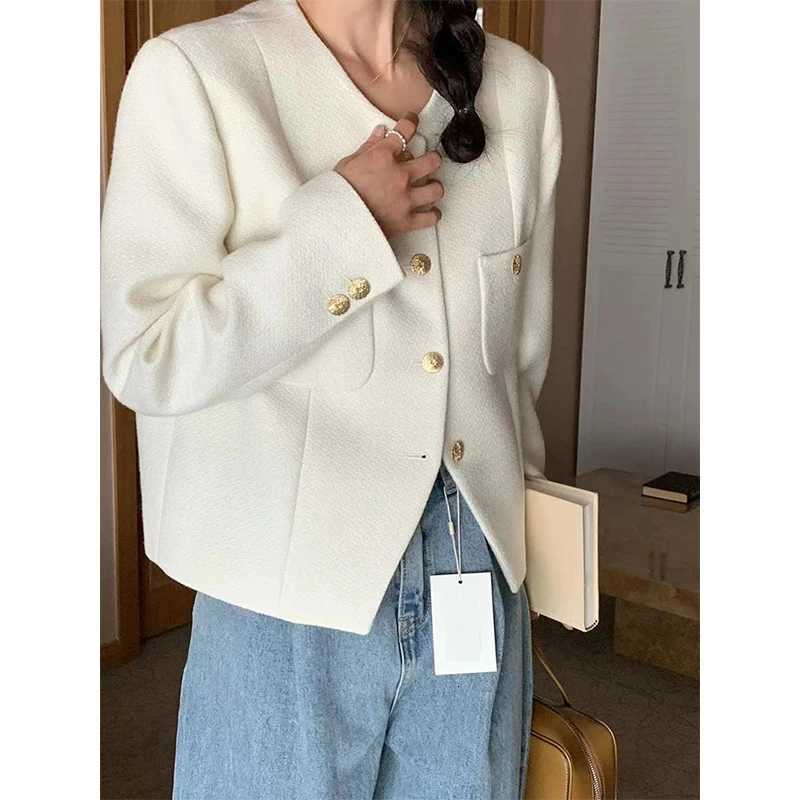 MEXZT Elegant Cropped Tweed Jacket Women Fashion Black Long Sleeve Coats Fall Winter Korean Single Breasted Short Outerwears New1 Y251105