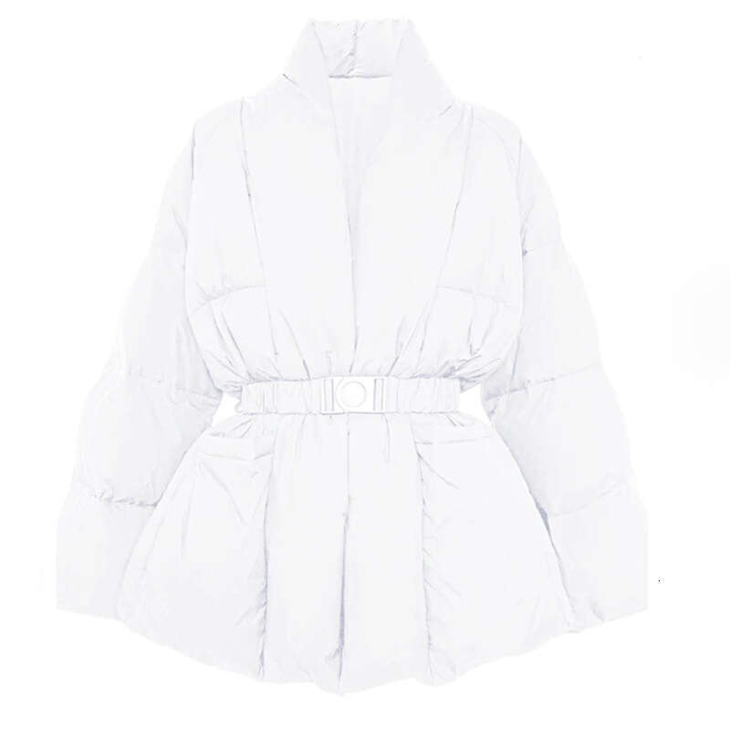 Cotton Padded Coat With Belt Long Sleeves Big Size Solid Warm Jacket 2024 Winter New Female Fashion Streetwear