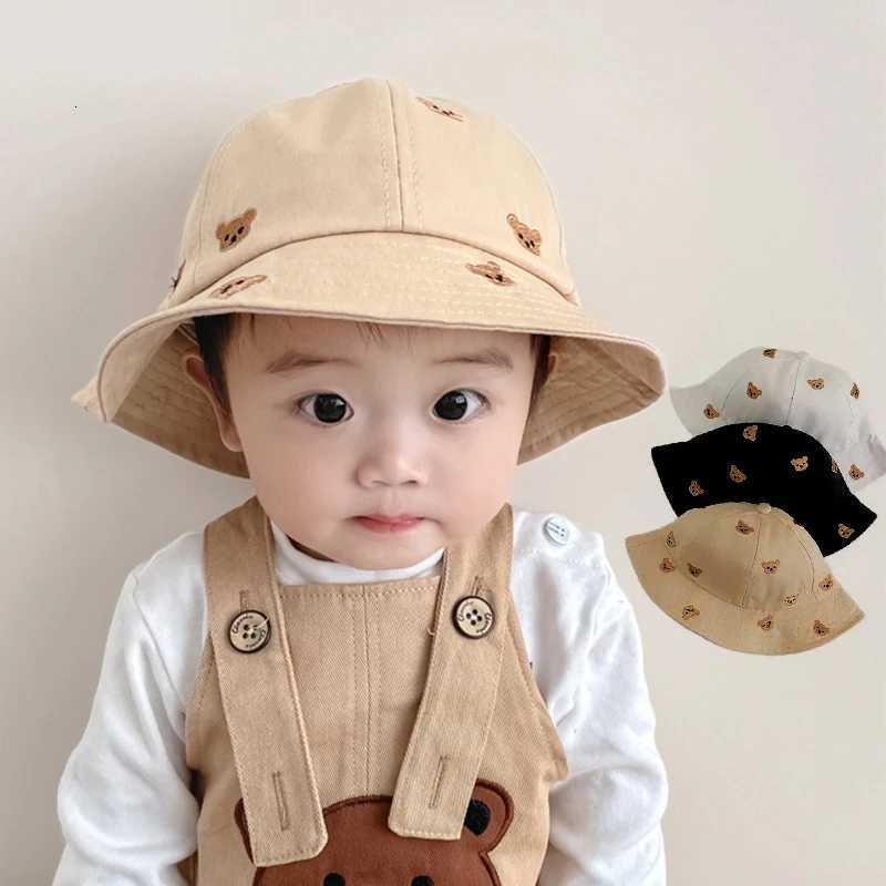 Wide Brim Baby Panama Basin Cap Kids Bear Fisherman Hat Cartoon Print Toddler Bowl Hat 13year Boy Girl Children Sunscreen Visor251028