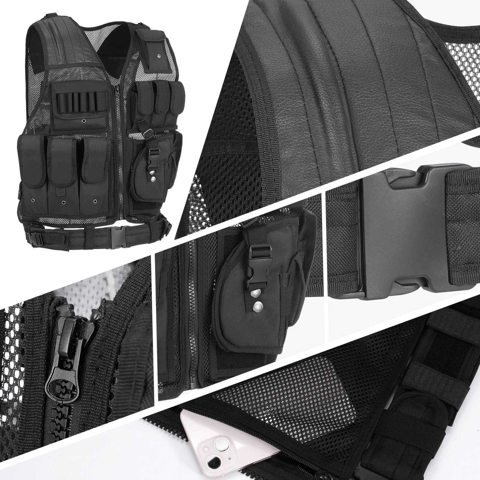 Outdoor Camping Tactical Vest MultiPockets Breathable Combat Vest Outdoor Military Airsoft Army Vest For Hunting Camping Hiking W251029