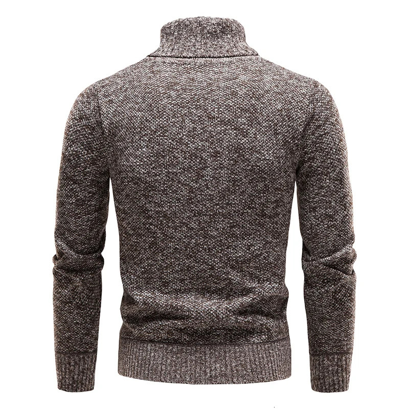 Autumn Winter Fleece Sweater Men Thicker Turtleneck Warm Pullover Slim Fit Man Clothes Black Brown Jumpers Elastic 251029