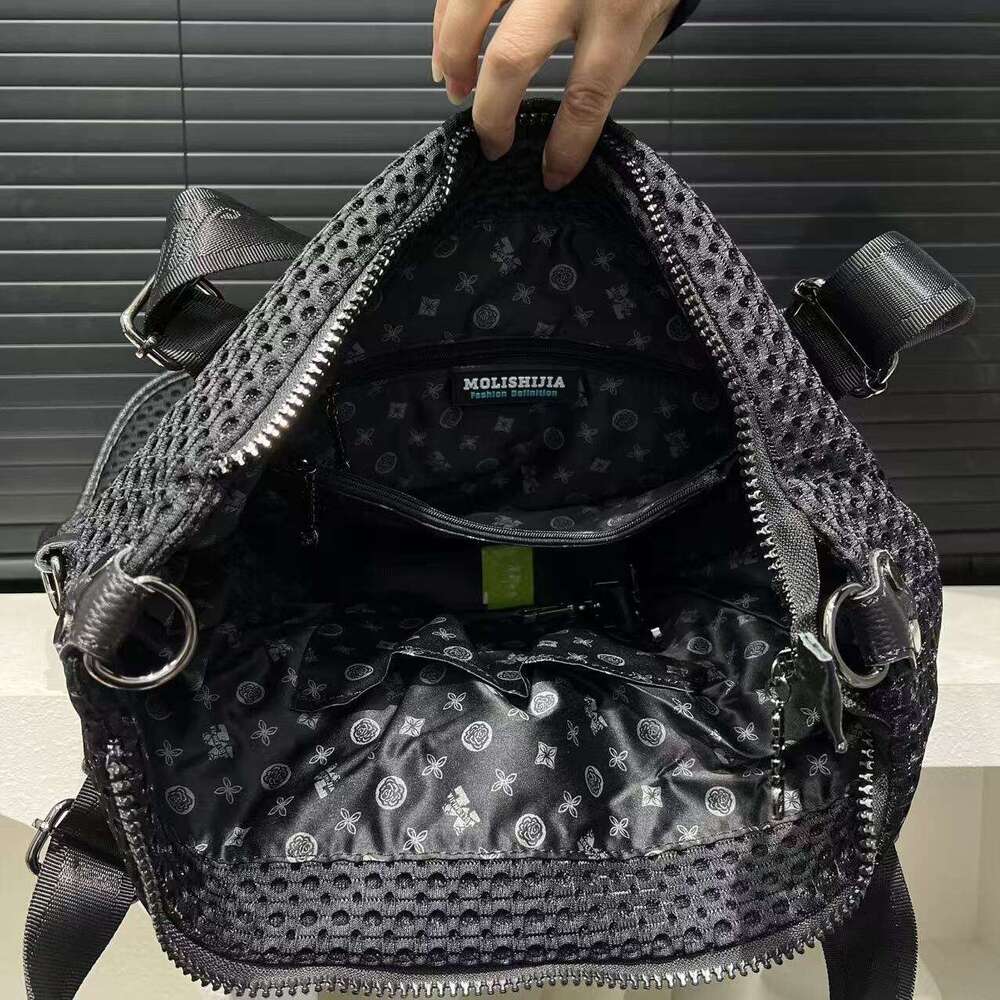 Genuine Top Women Large Capacity Vintage Tote Bag Secure Zipper Closure Mesh Like Patch, Convertible Crossbody