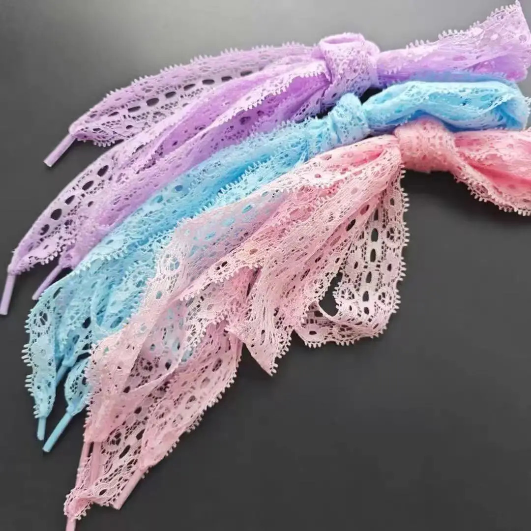 1 Pair 29cm Width Elastic Hollow Fancy Yarn DIY Shoelaces Fashion Sports Casual White Pink DE Traning Shoes Laces Decorat 251029