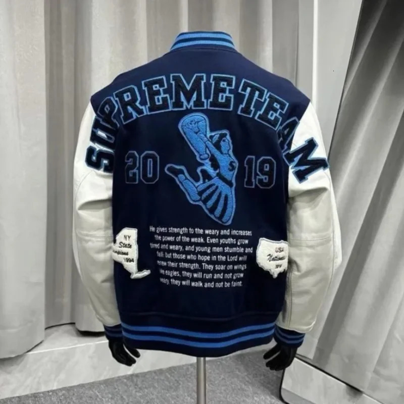 Embroidery Baseball Jacket for Men Streetwear Varisity Splicing PU Leather Sleeves Women Bomber Unisex Clothes 251028