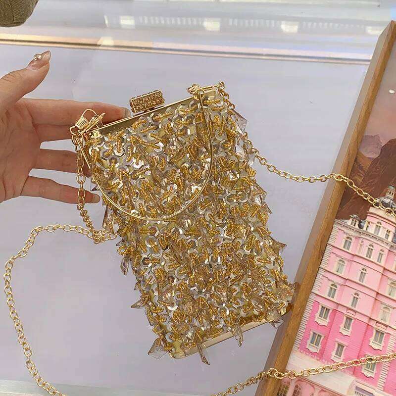 Designer Bags Vintage Metal Premium Sense Beaded Shiny Sequined Box Celebrity Temperament Dinner Party Messenger Bag Luxury Bag