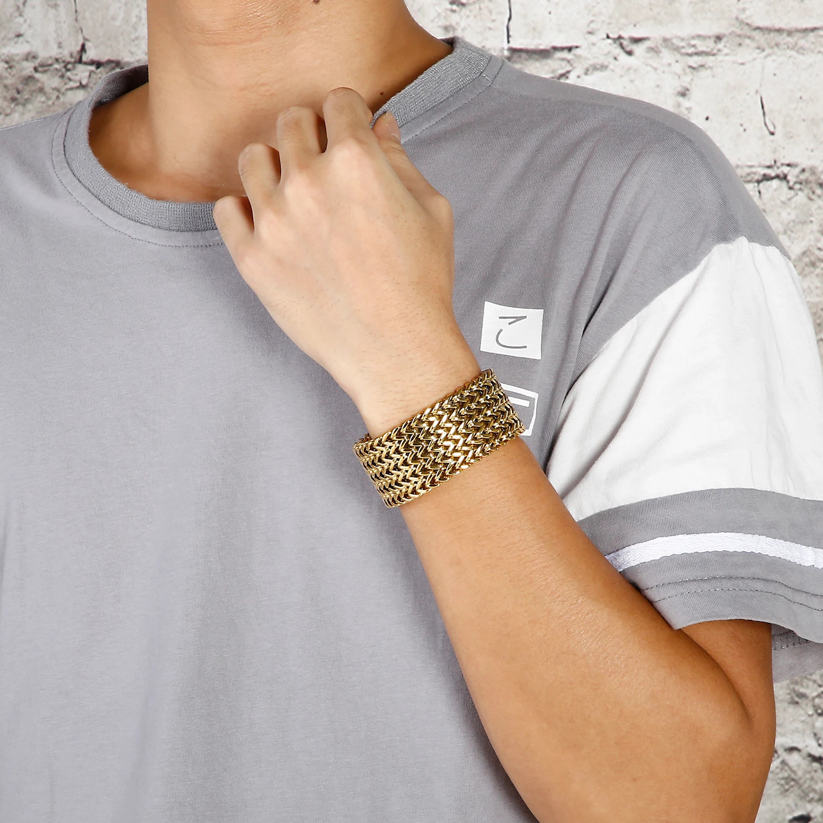 121830mm SML Polished Mesh Tennis Chain Bracelet Silver18K Gold Plated Color Stainless Steel 316L KB56410D 251028