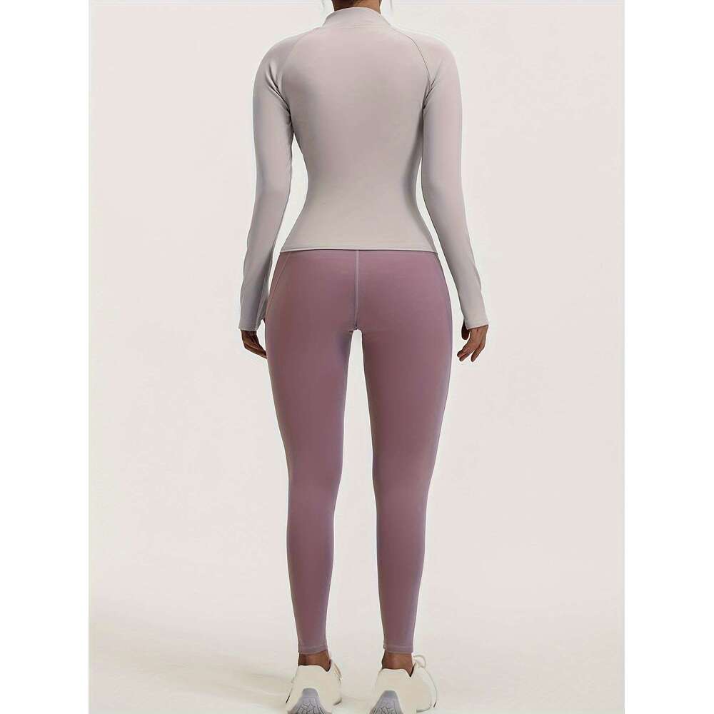 4pcs Women'S Wear Workout Set with Zipper Jacket Leggings Sports Bra Euro Size for Running Fiess And Yoga