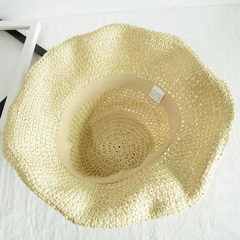 Womens Floppy Straw Sun Hat Foldable Packable Roll up Wide Brim Beach Caps Summer Vacation Sun Hat for Women 251029