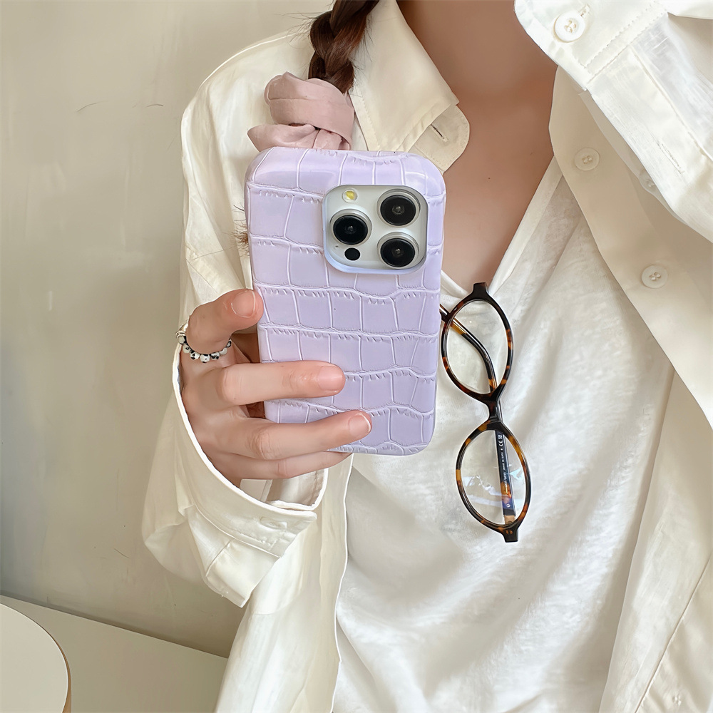 Niche Crocodile Leather Solid Color Phone Compatible with iPhone 17/16/15/14 Pro Max Material Case Apple 13