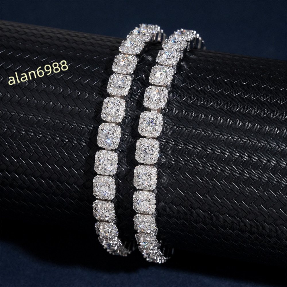High Quality 925 Sterling Silver 6mm Moissanite Tennis Chain and Fashionable Hip Hop Cuban Bracelet