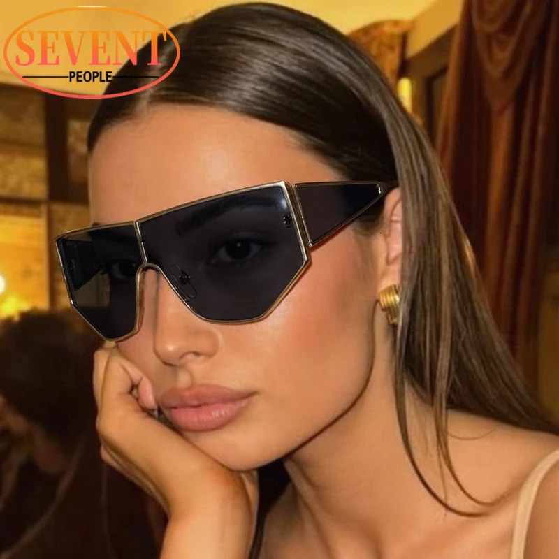 Fashion Y2K Punk Shield Sunglasse y Vintage Steampunk Sun Glasses For Lady Trendy Polygon Shades 251013