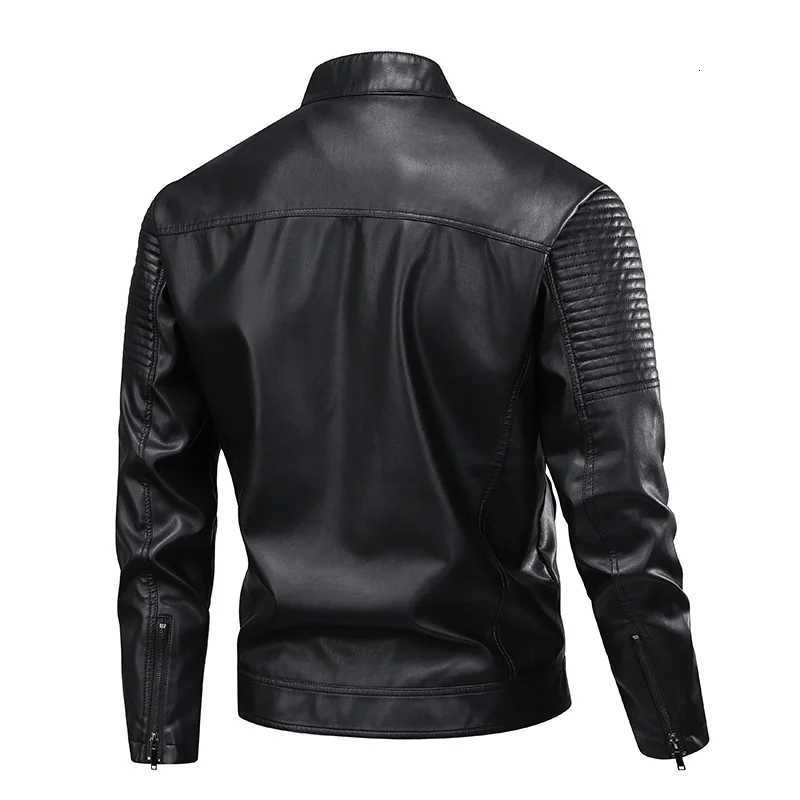 Mens Casual Biker PU Leather Jacket Autumn New Fashionable Outerwear European Style Motorcycle Leather CoatT251029