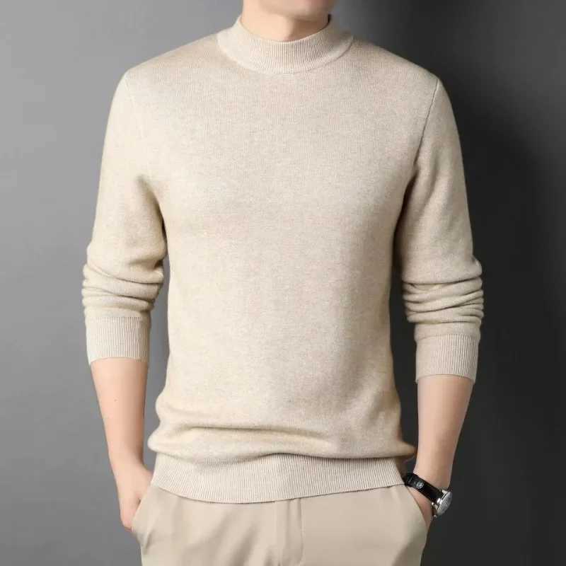 Autumn Mock Neck Sweater Coats Men Solid Color Pullovers Winter Man Half Turtleneck Knitwear Fashion Brand Casual Mens Clothing J251029