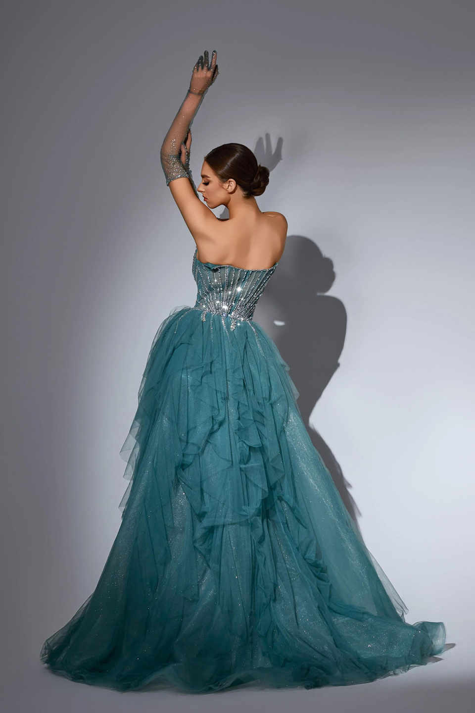 Luxury Mermaid Evening Dress Sleeveless for Women Detachable Skirt Beaded Crystal Formal Prom Wedding Party Gown Customized