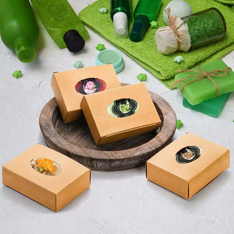 2030Pcs Mini Kraft Paper Box with Window Round Soap Packaging Boxes for Homemade Favor Treat Bakery Candy 251013