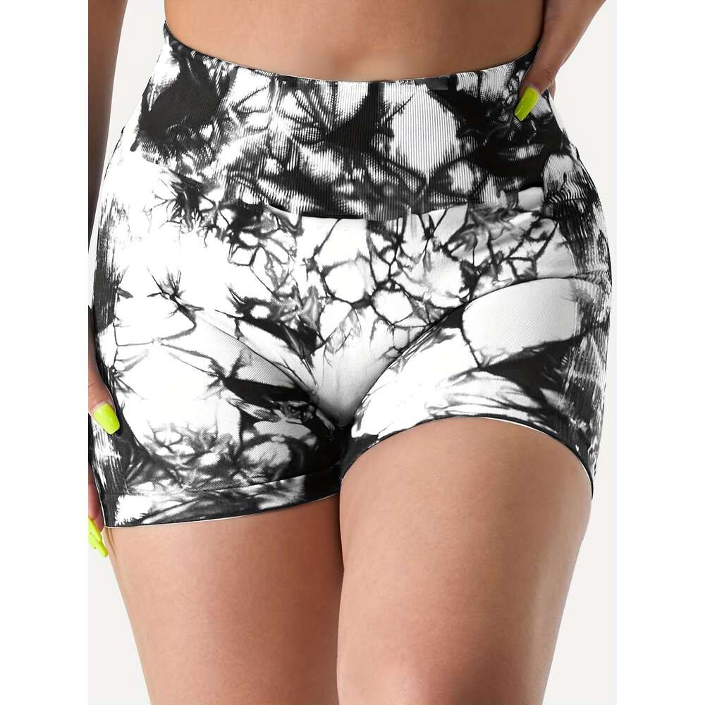 9pcs Tie Dye Workout Shorts for Women, Scrunch Butt Lifting High Waisted Yoga Gym Seamless Booty Biker Shorts, Women's Activewear