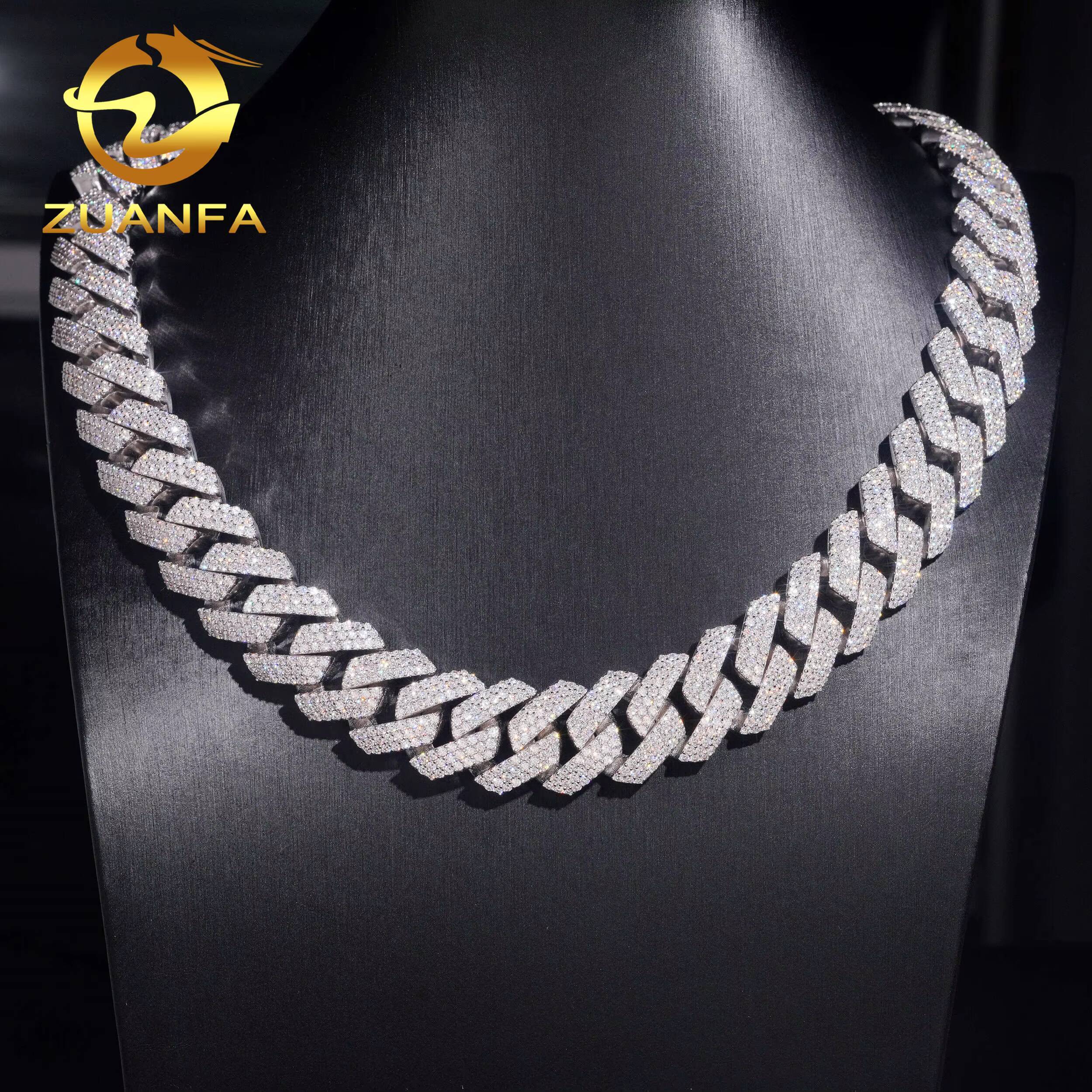 Wholesale Hip Hop Jewelry 20MM Cuban Chain Moissanite 925 Silver Iced Out Cuban Link With GRA Certificate Men Chain