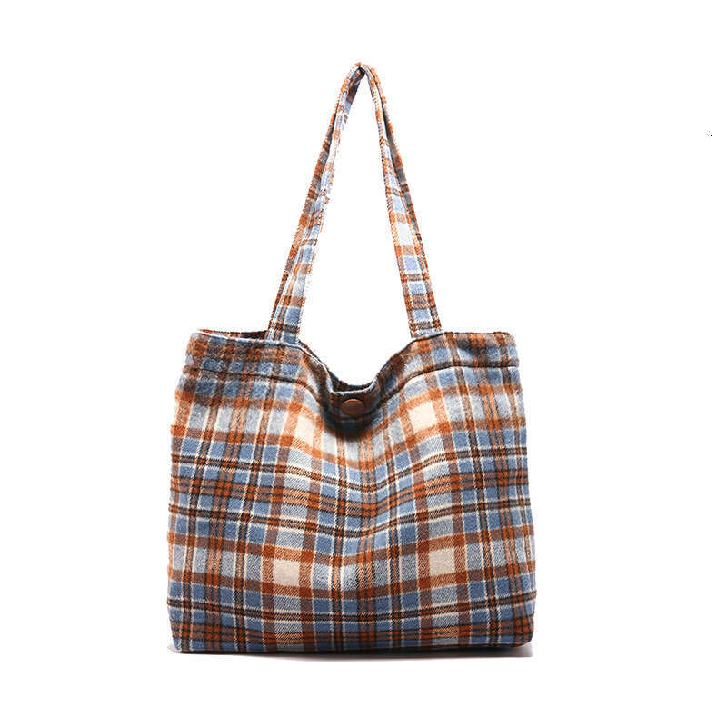 Designer bag Ins Style Fashion Woolen Plaid Single Shoulder Korean Commuter Underarm Large Capacity Casual Tote Bag