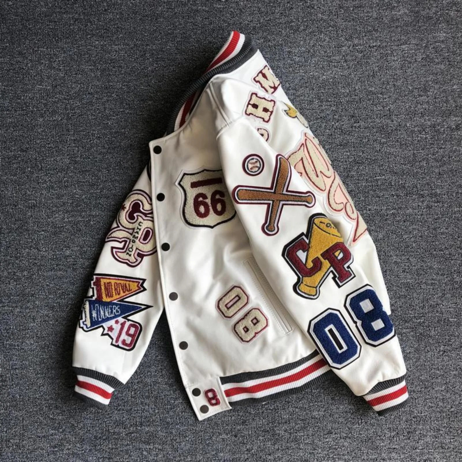 Baseball Jacket For Men Letter Embroidery Trendy Short Leather Loose Winter Harajuku Style 251028