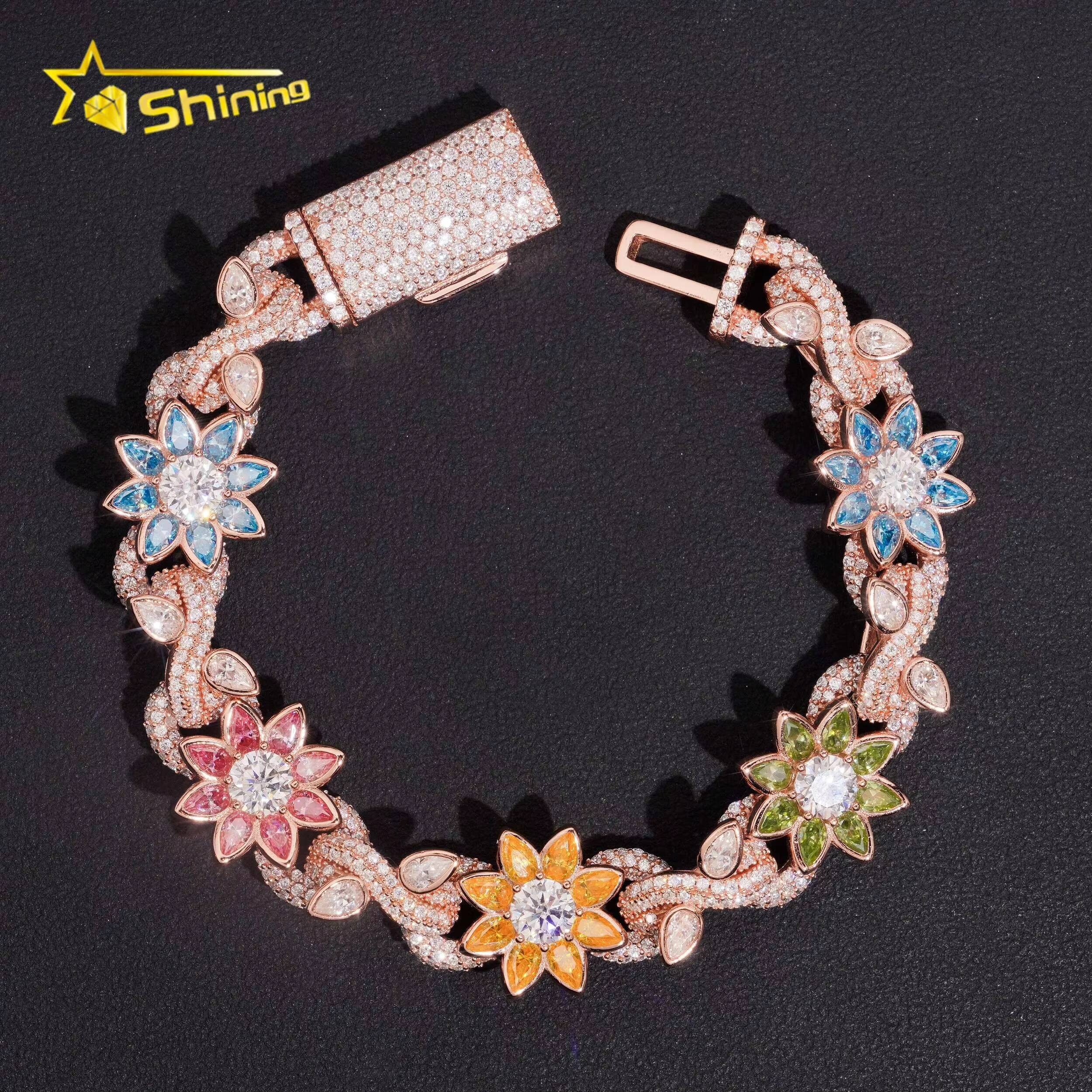 Miossanite Hip Hop Fine Jewelry Sterling Silver 925 D Color VVS Moissanite Diamond Miami Cuban Link Chain Bracelet