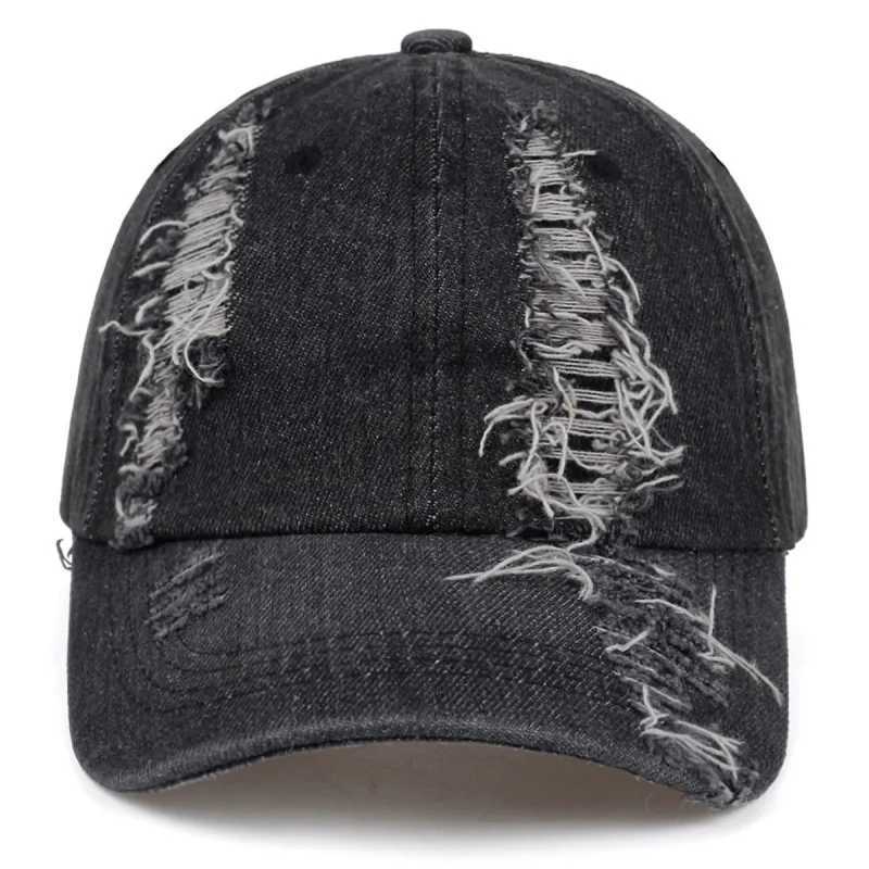 Holed Baseball Caps Vintage Washed Distressed Cap Fashion Sports Denim Hats Plain women Men Dad CapsW251029