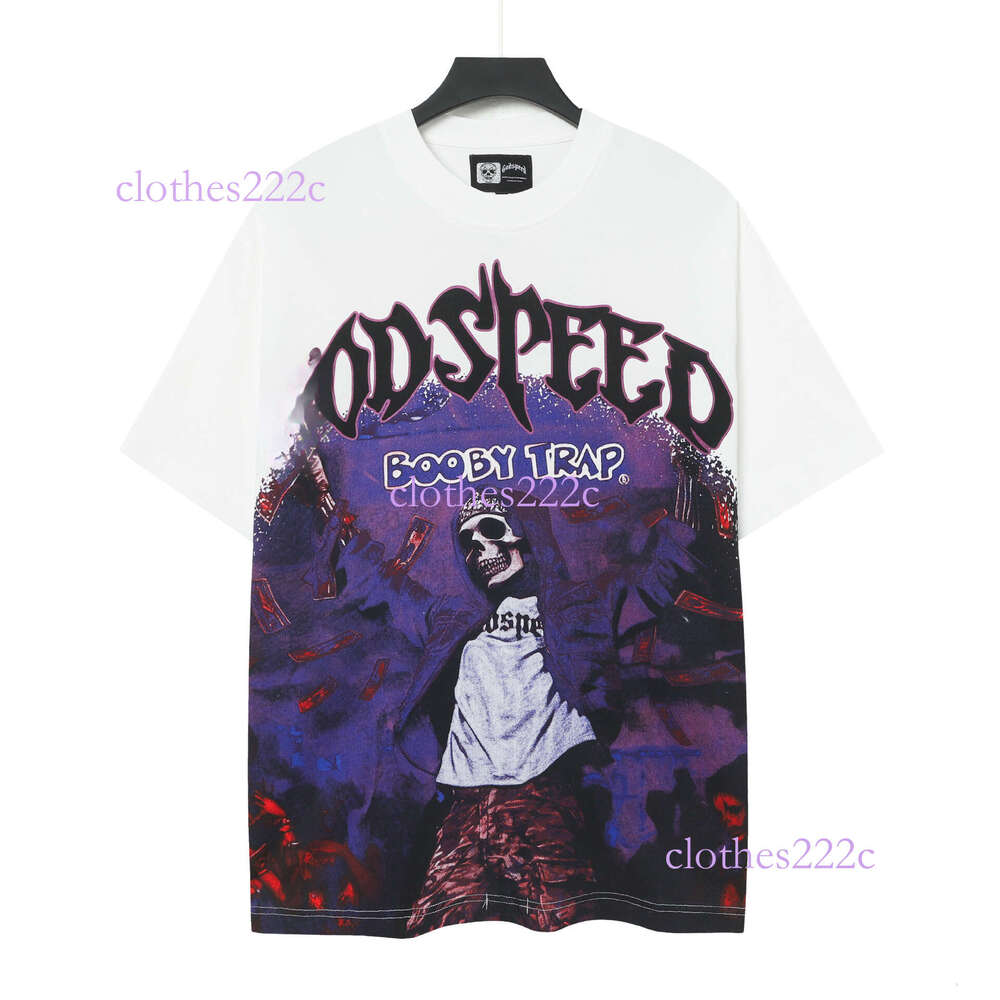 New High-End Printed Cotton Men's T-Shirt American Style Trendy Brand Short Sleeve Summer